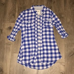 Blue Gingham Flannel Shirt